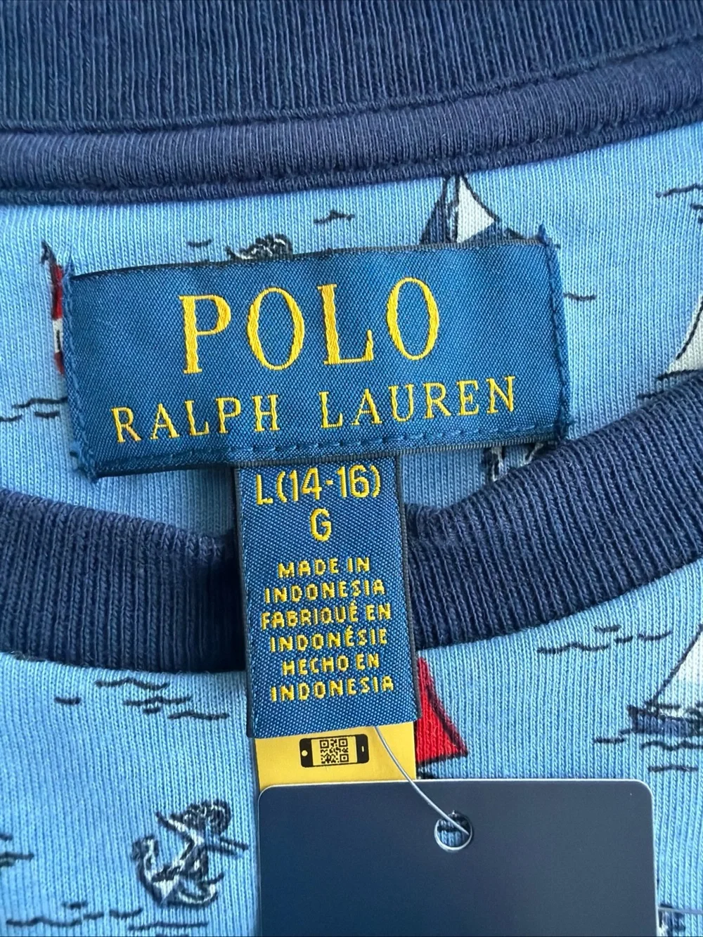 Polo Ralph Lauren Light Blue Sailboat Print Tee NWT Crew neck